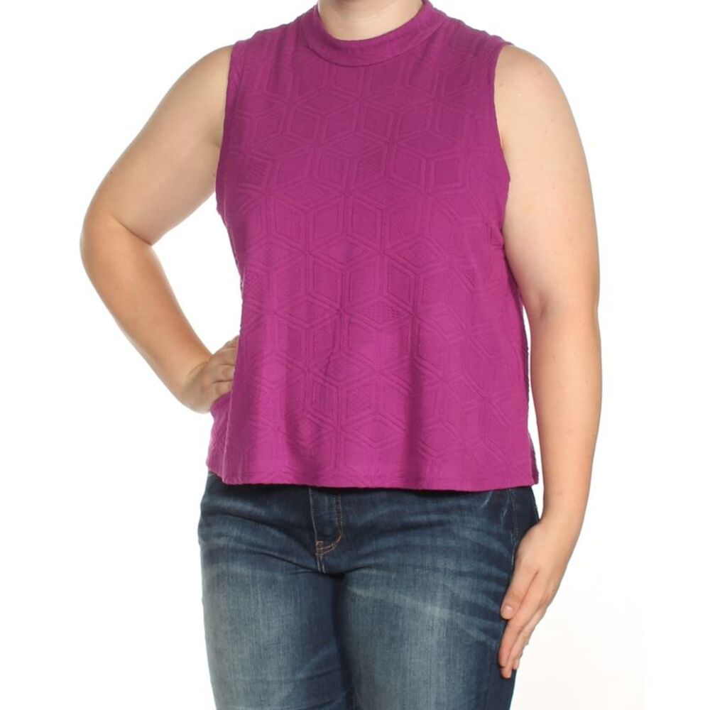 CATHERINE Womens Purple Sleeveless Turtle Neck Top Size: XL